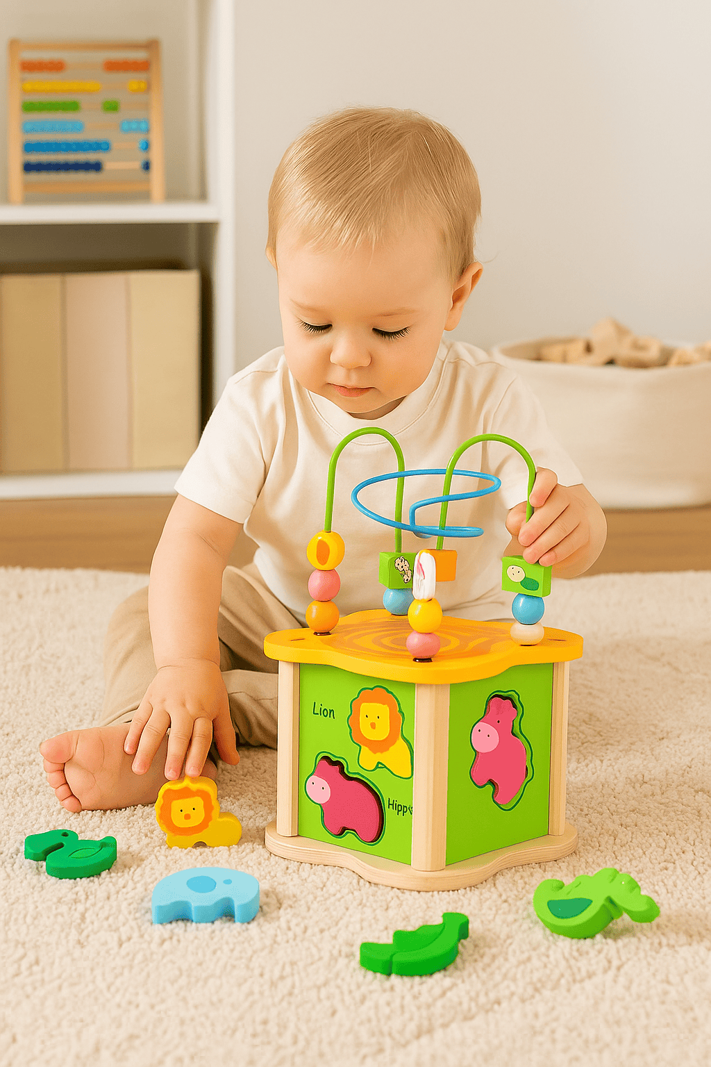 Cubo Didáctico 6 en 1 de madera🧠 – Juegos educativos para estimular la motricidad y el aprendizaje
