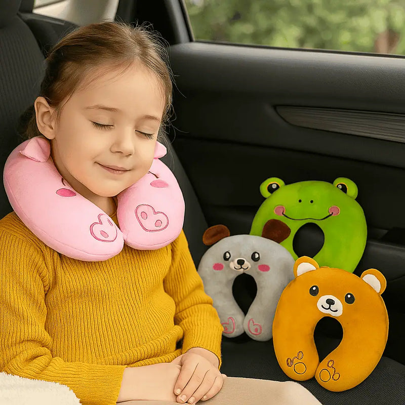 Almohada de viaje infantil con diseño de animalitos – Súper suave y ergonómica