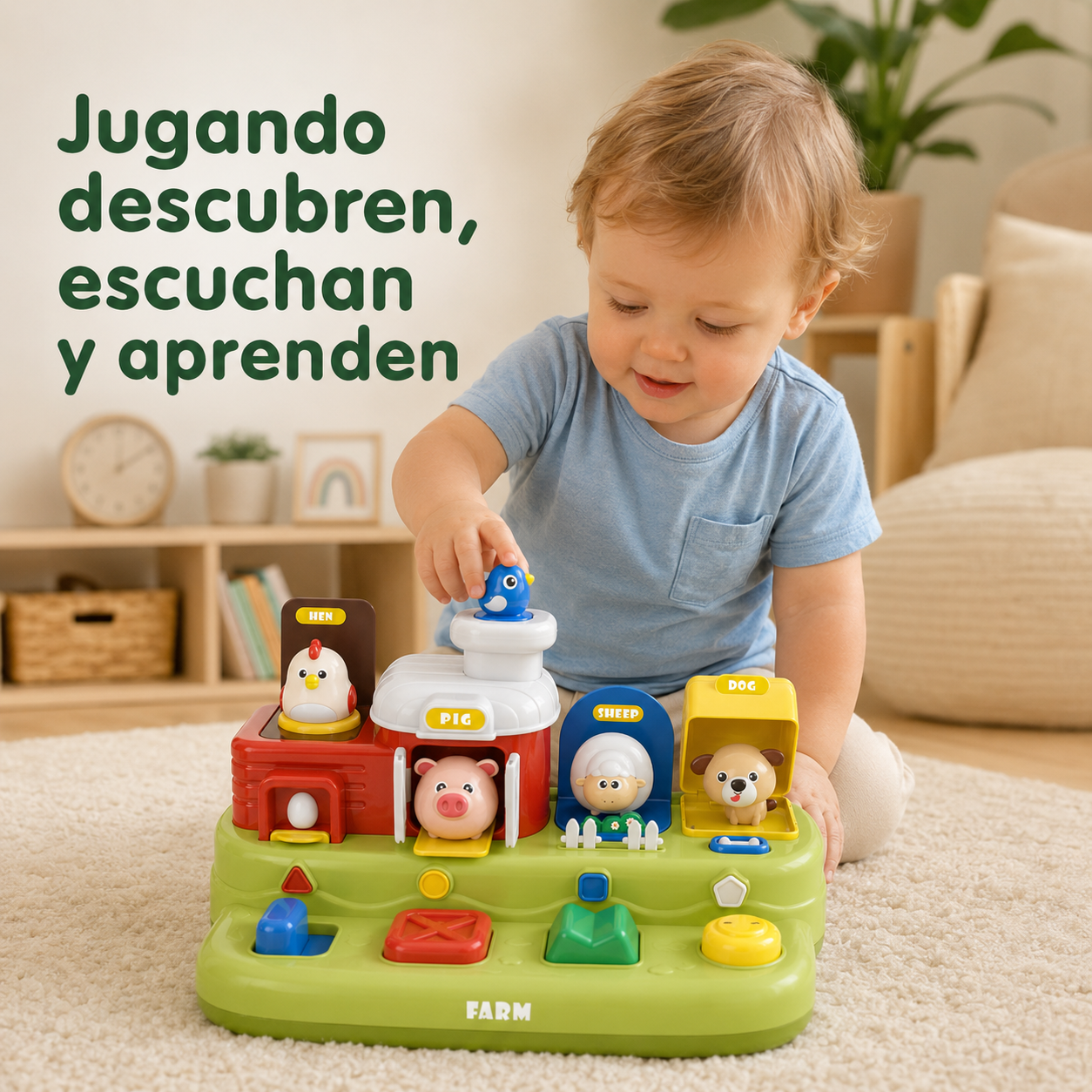 Juguete Interactivo Animales de la Granja con Música, Sonidos y Sistema Pop-Up