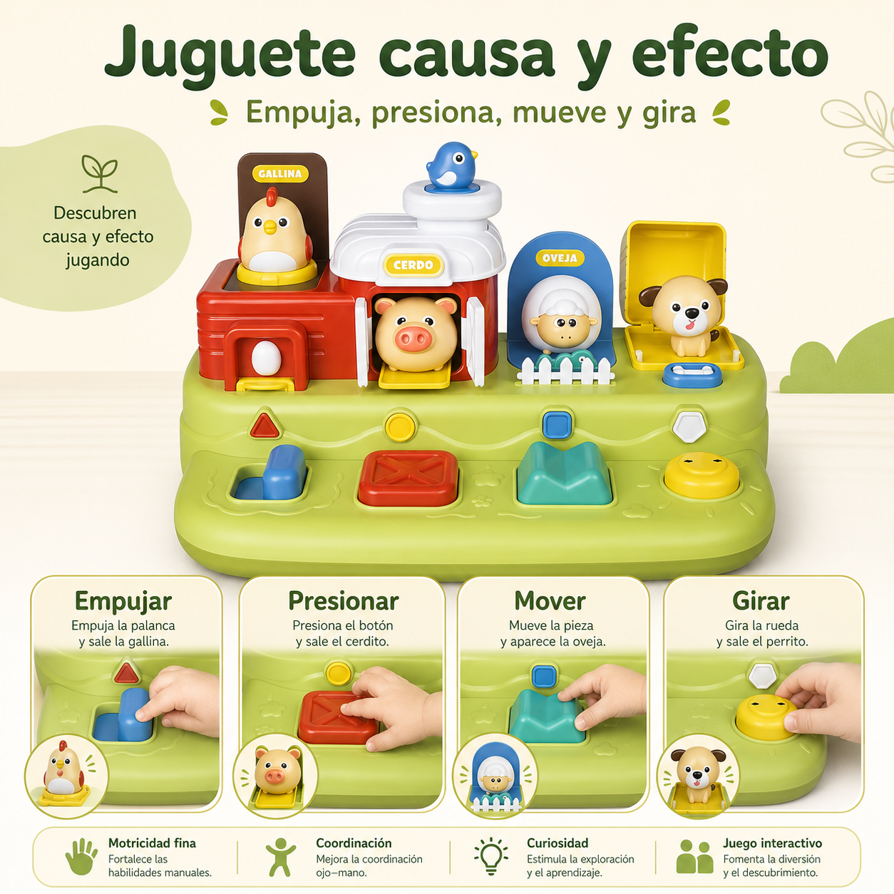 Juguete Interactivo Animales de la Granja con Música, Sonidos y Sistema Pop-Up
