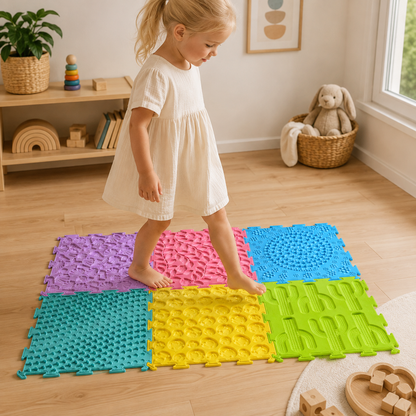 Piso Sensorial Infantil de Silicona con 6 Texturas en Relieve – Set Multicolor