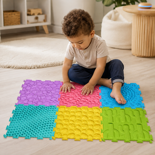 Piso Sensorial Infantil de Silicona con 6 Texturas en Relieve – Set Multicolor
