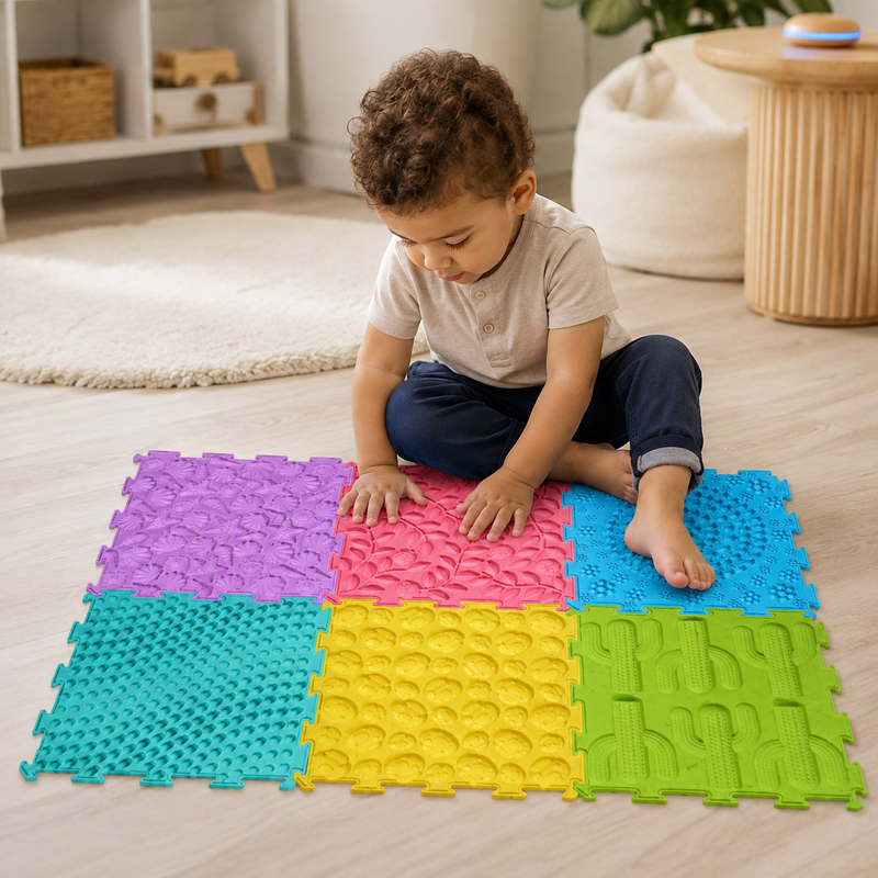 Piso Sensorial Infantil de Silicona con 6 Texturas en Relieve – Set Multicolor