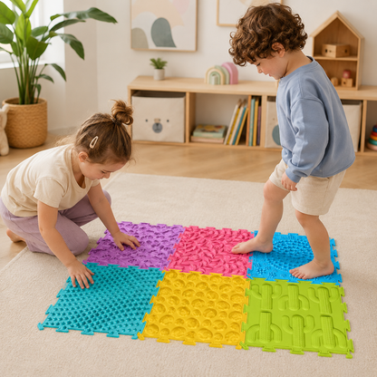 Piso Sensorial Infantil de Silicona con 6 Texturas en Relieve – Set Multicolor