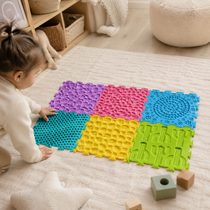 Piso Sensorial Infantil de Silicona con 6 Texturas en Relieve – Set Multicolor