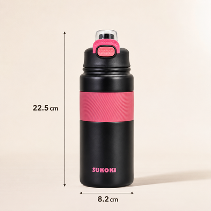 Botella térmica de acero inoxidable 800 ml SUKOKI 🌈 Diseño pastel, tapa a presión y temperatura perfecta por horas