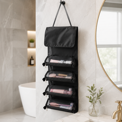 Neceser Portacosméticos Plegable con 4 Compartimientos Desmontables – Organizador de Viaje
