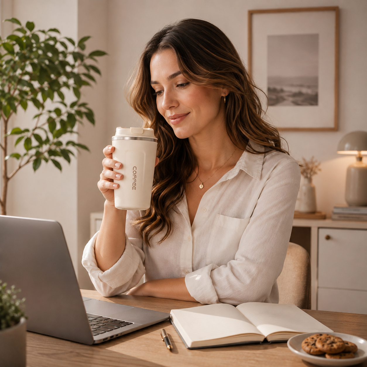 Vaso térmico para café o té con indicador de temperatura LED