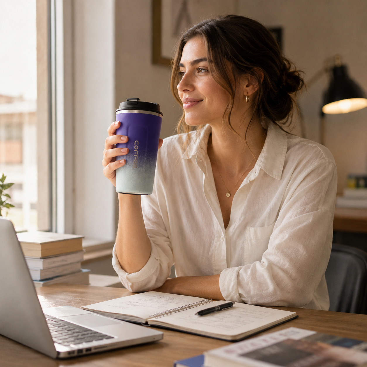 Vaso térmico para café o té con indicador de temperatura LED