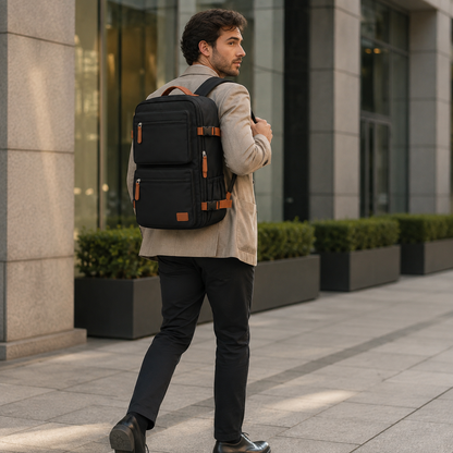 Mochila de viaje impermeable - 4 compartimentos apertura 180°
