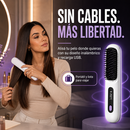 Cepillo Alisador Inalámbrico 2 en 1 – 4 Temperaturas
