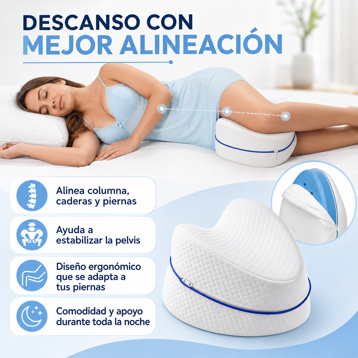 Almohada Ergonómica para Piernas y Rodillas