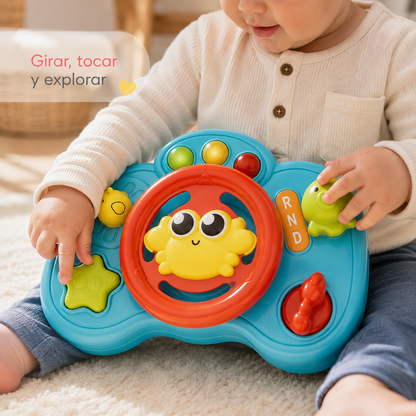 Volante Musical Interactivo para Bebé – Juguete Sensorial para Girar, Tocar y Explorar