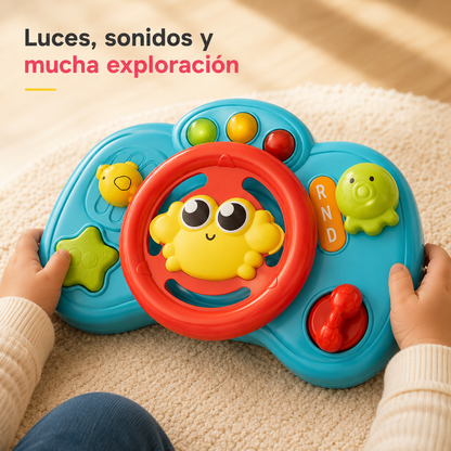 Volante Musical Interactivo para Bebé – Juguete Sensorial para Girar, Tocar y Explorar