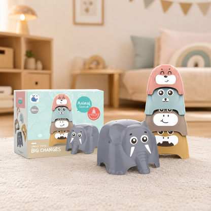 Torre de Animalitos Apilables y Encastrables para Bebés – Juego de Motricidad