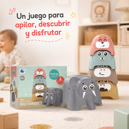 Torre de Animalitos Apilables y Encastrables para Bebés – Juego de Motricidad