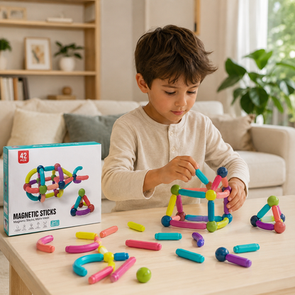 Juego De Encastre Magnético - Figuras 3D 42 piezas