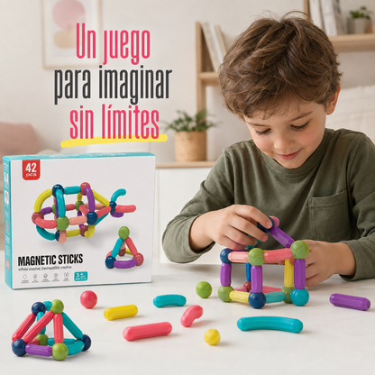 Juego De Encastre Magnético - Figuras 3D 42 piezas