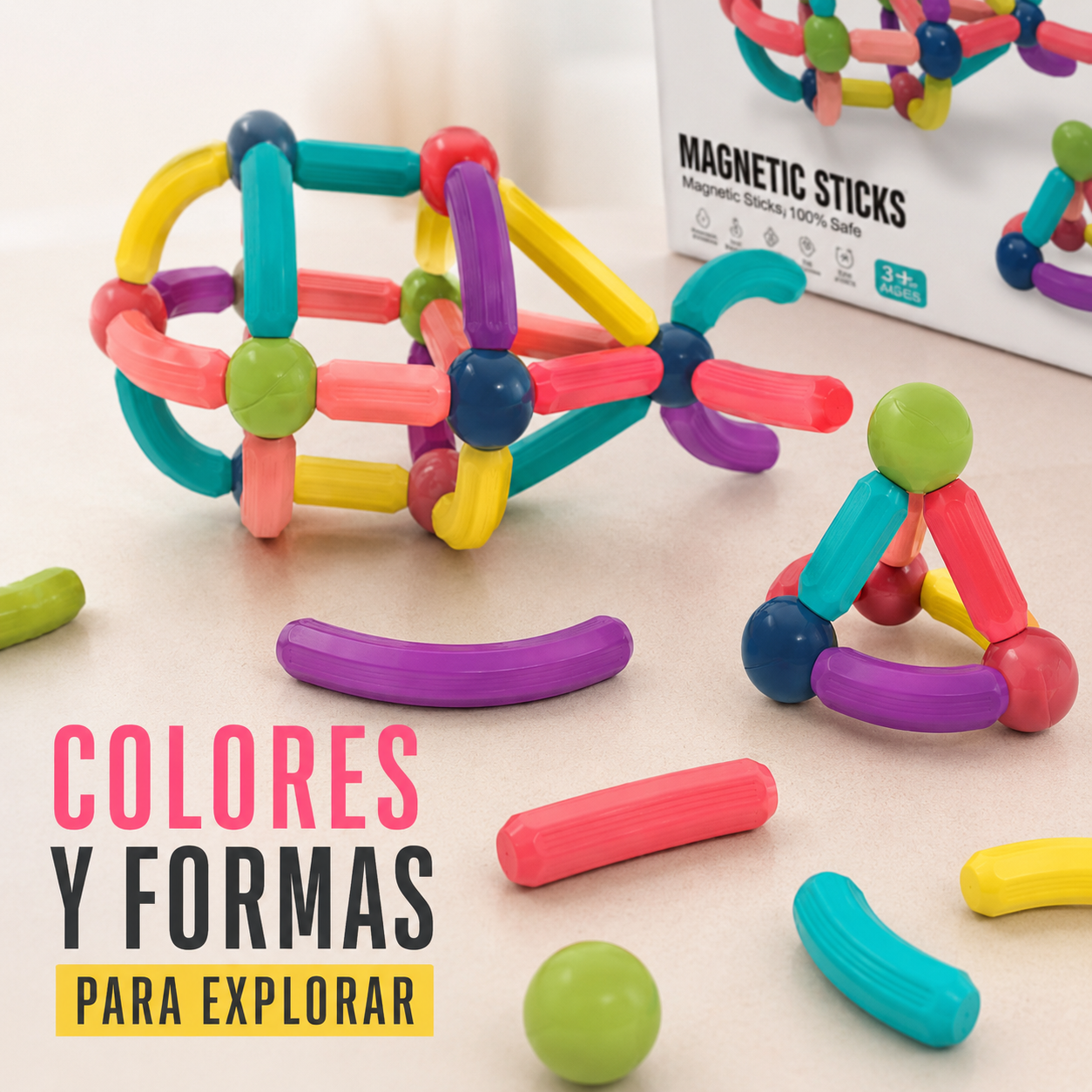 Juego De Encastre Magnético - Figuras 3D 42 piezas