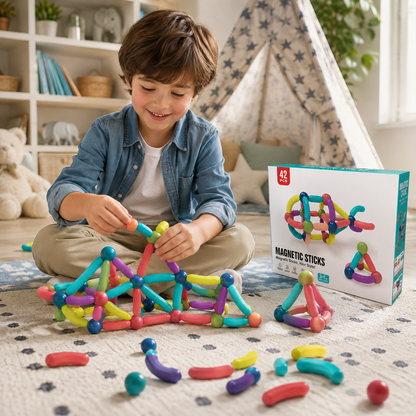 Juego De Encastre Magnético - Figuras 3D 42 piezas