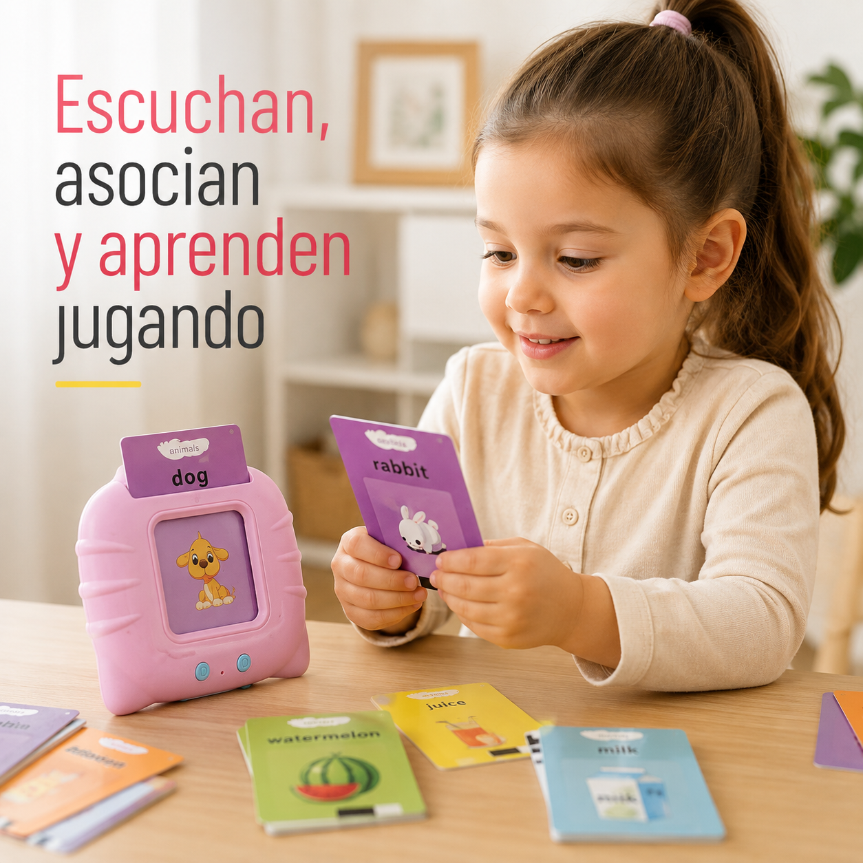 Lector de Tarjetas Educativas Bilingüe Inglés–Español – 224 Palabras y Sonidos