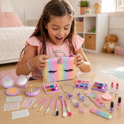 Valija de Belleza Infantil Unicornio – Set de Maquillaje, Uñas y Accesorios