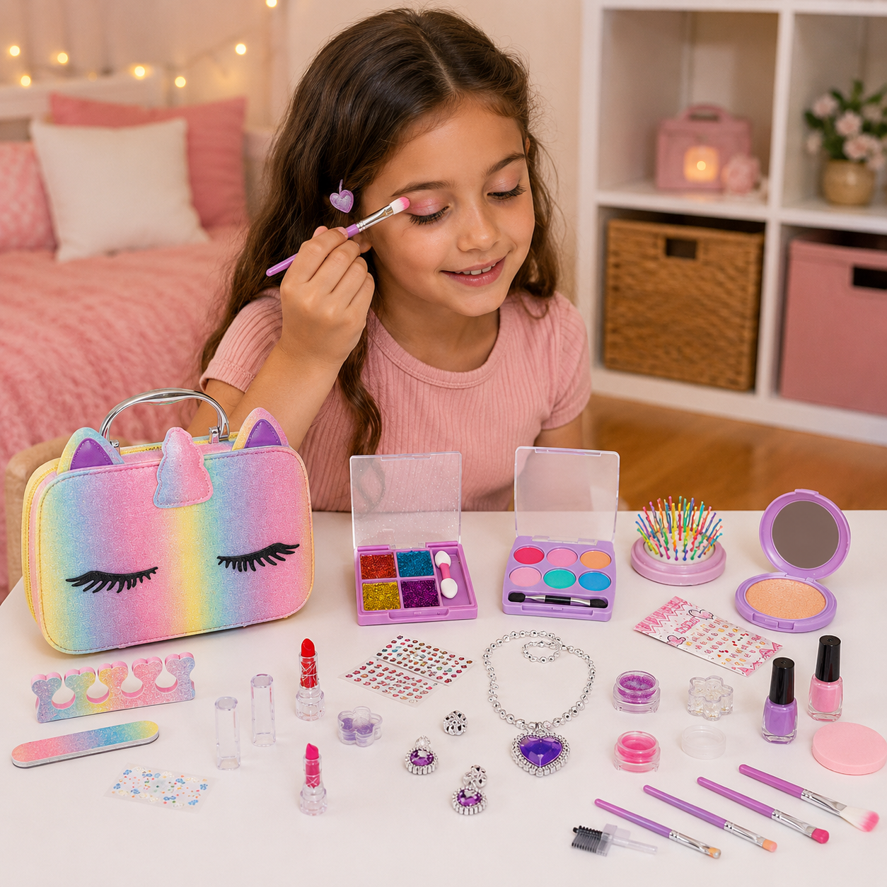 Valija de Belleza Infantil Unicornio – Set de Maquillaje, Uñas y Accesorios