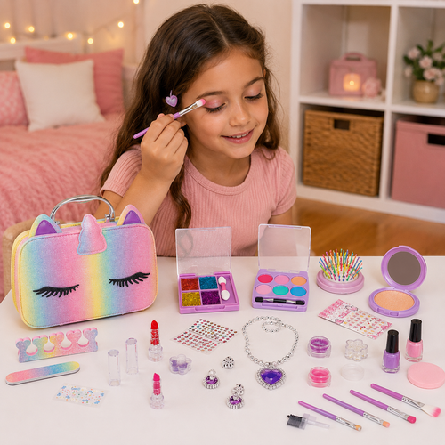 Valija de Belleza Infantil Unicornio – Set de Maquillaje, Uñas y Accesorios