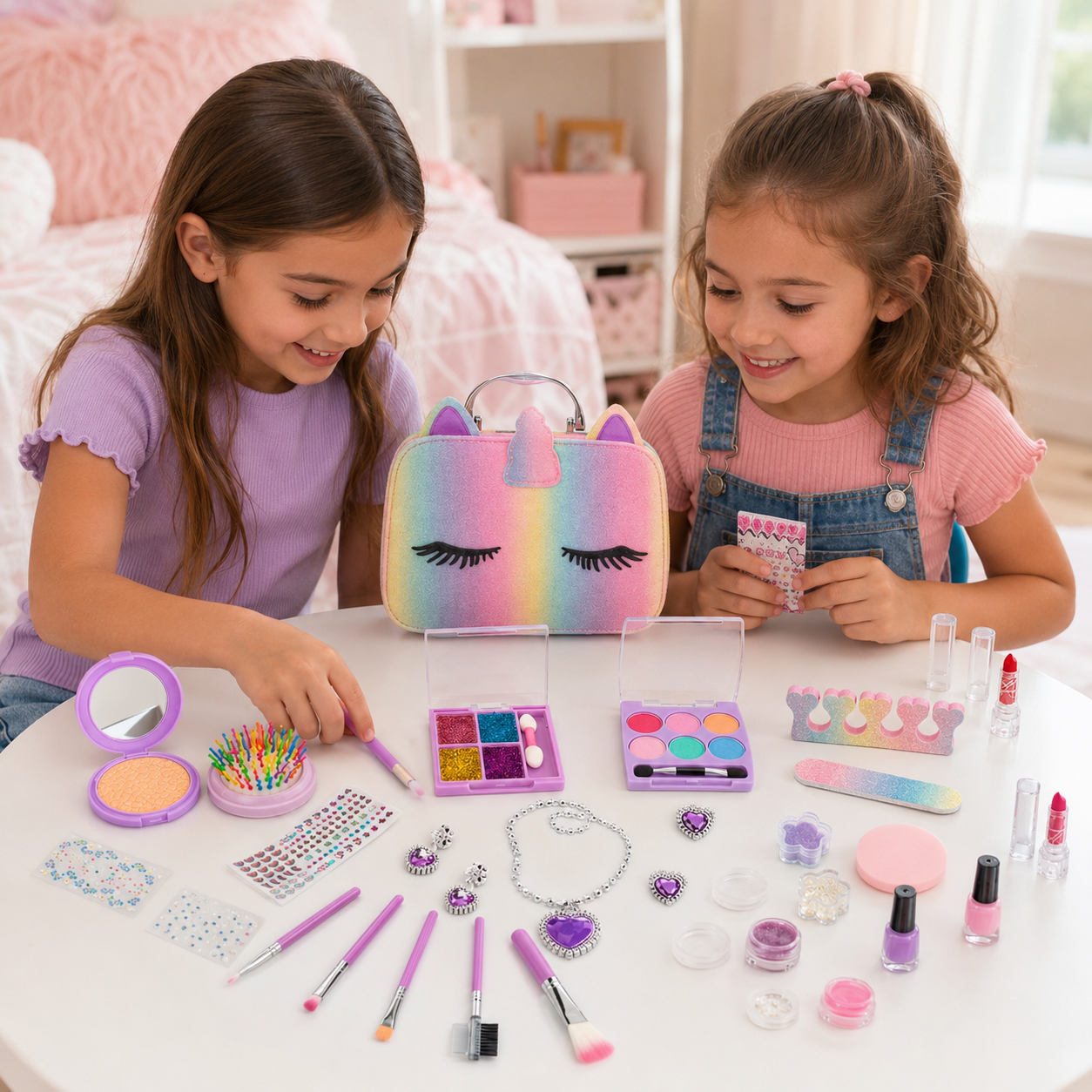 Valija de Belleza Infantil Unicornio – Set de Maquillaje, Uñas y Accesorios