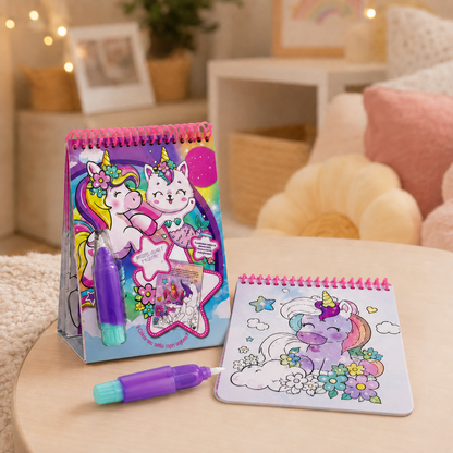 Libro Mágico de Unicornios para Pintar con Agua – Reutilizable y Fácil de Llevar  Descripción