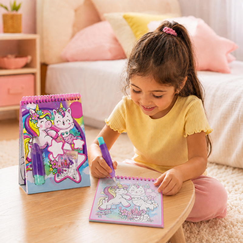 Libro Mágico de Unicornios para Pintar con Agua – Reutilizable y Fácil de Llevar  Descripción