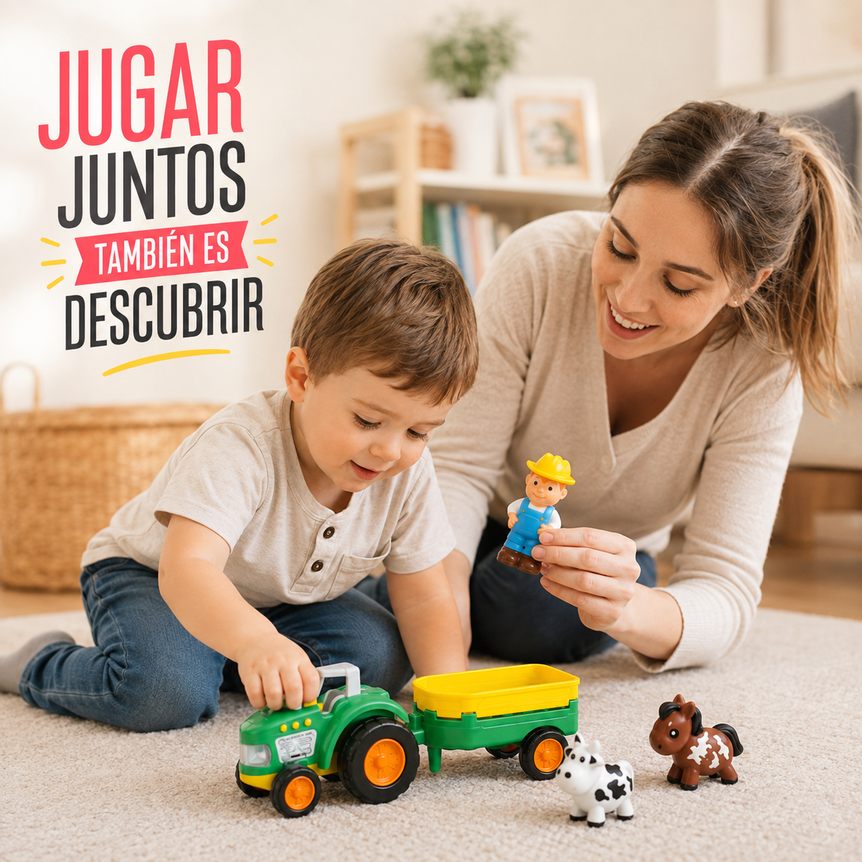 Tractor Granjero Infantil con Luz y Sonido – Juego de Granja con Remolque, Animales y Granjero