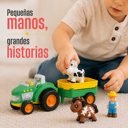 Tractor Granjero Infantil con Luz y Sonido – Juego de Granja con Remolque, Animales y Granjero