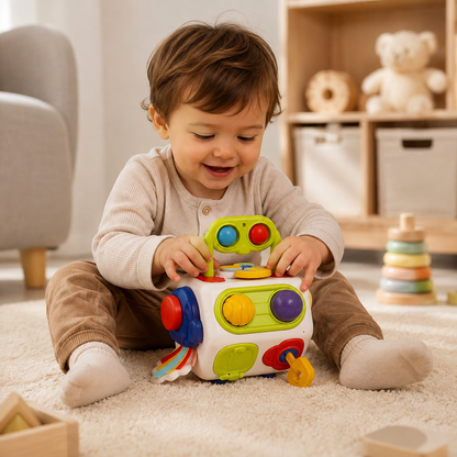Cubo Sensorial Montessori Busy Cube 9 en 1 para Bebés