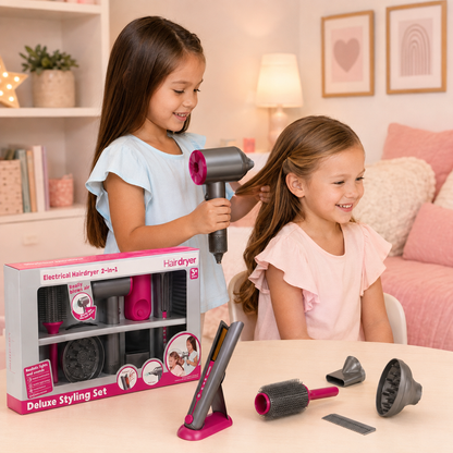 Set de Peluquería Infantil con Secador que Tira Aire, Luz, Sonido y Planchita
