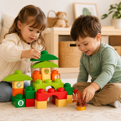 Bloques de Construcción con Dinosaurio – Set Infantil de 26 Piezas con Mochila