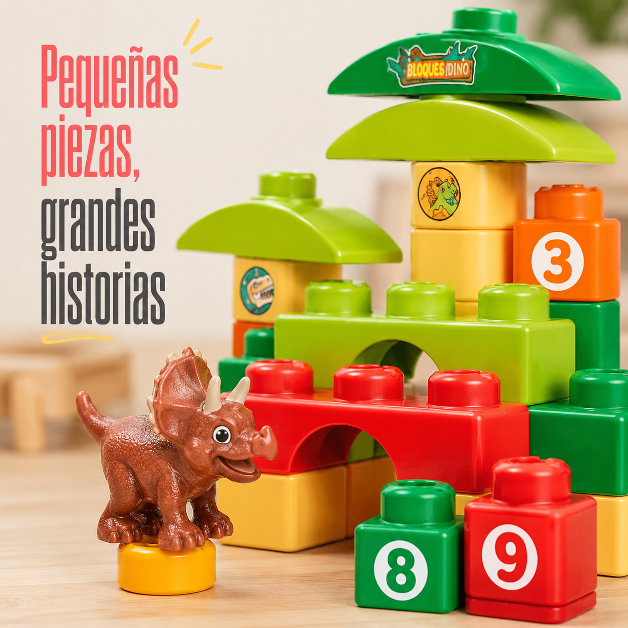 Bloques de Construcción con Dinosaurio – Set Infantil de 26 Piezas con Mochila