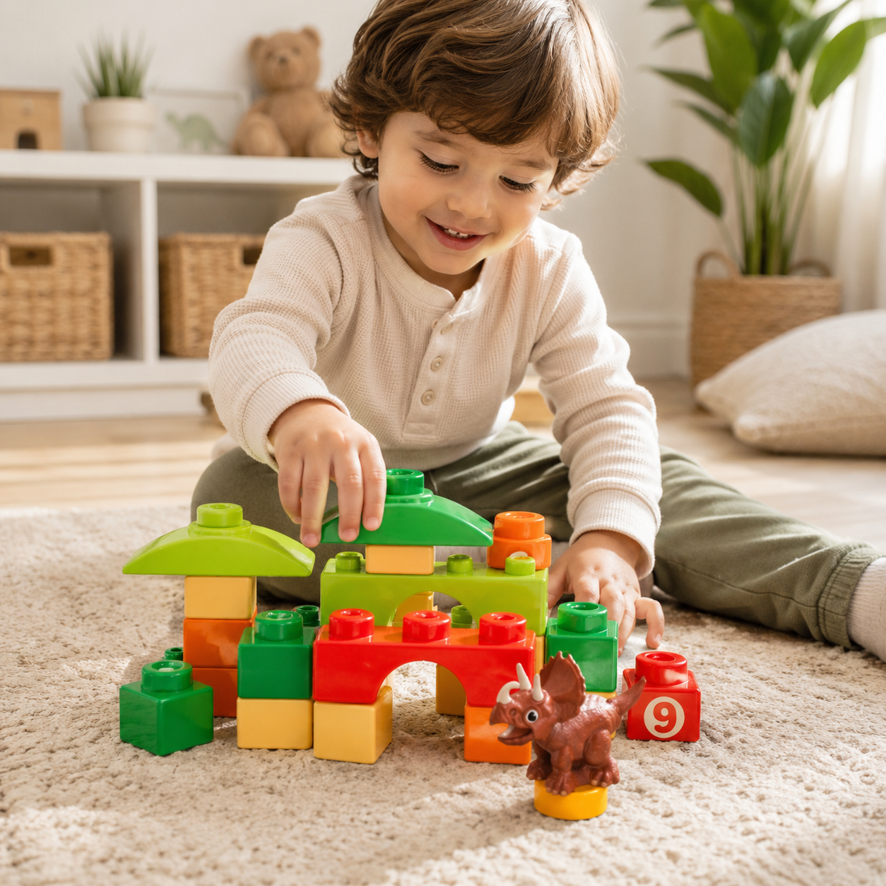 Bloques de Construcción con Dinosaurio – Set Infantil de 26 Piezas con Mochila