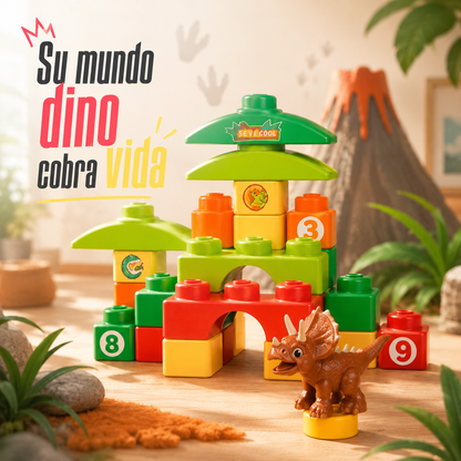 Bloques de Construcción con Dinosaurio – Set Infantil de 26 Piezas con Mochila