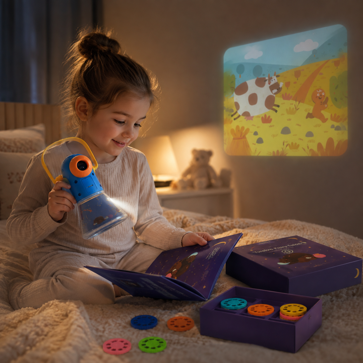 Proyector de Cuentos Mideer 3 en 1 con Luz Nocturna – 12 Historias Clásicas