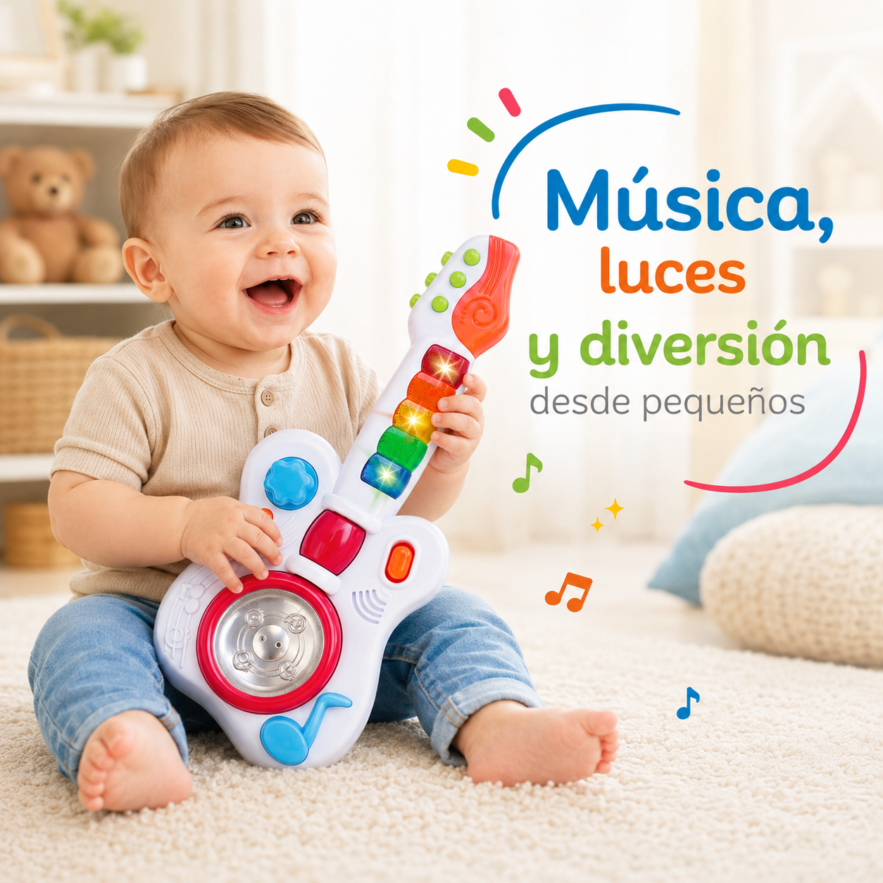 Guitarra Musical para Bebés Bontempi con Luces, Sonidos y Sensor