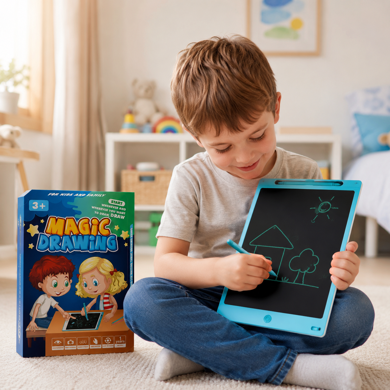 Pizarra Mágica LCD Infantil 12 Pulgadas con Lápiz y Borrado Instantáneo