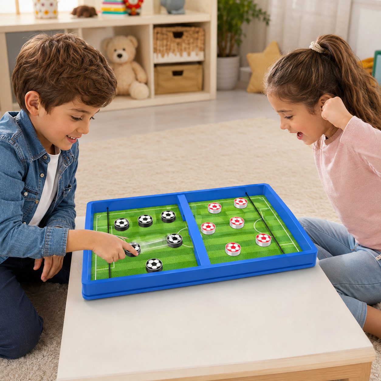 Juego de Mesa Fútbol Rápido para 2 Jugadores con Discos y Lanzadores Elásticos