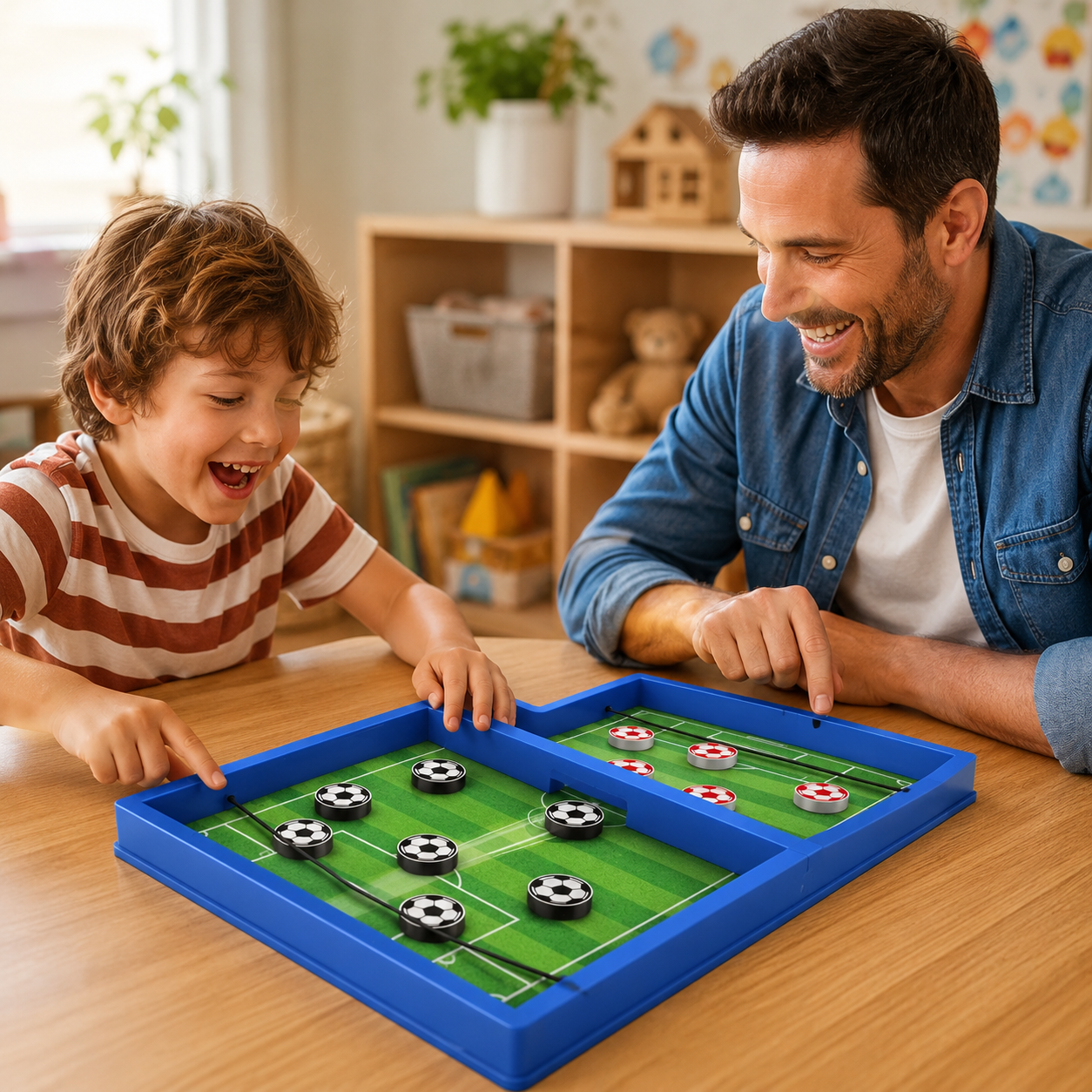 Juego de Mesa Fútbol Rápido para 2 Jugadores con Discos y Lanzadores Elásticos