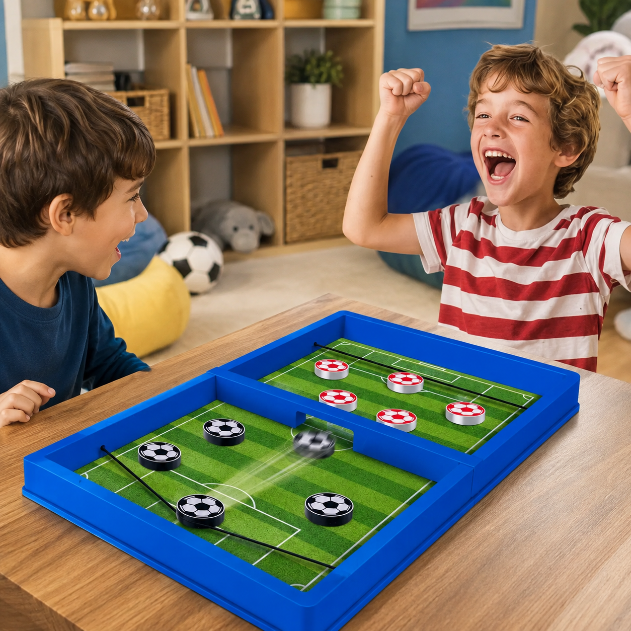 Juego de Mesa Fútbol Rápido para 2 Jugadores con Discos y Lanzadores Elásticos