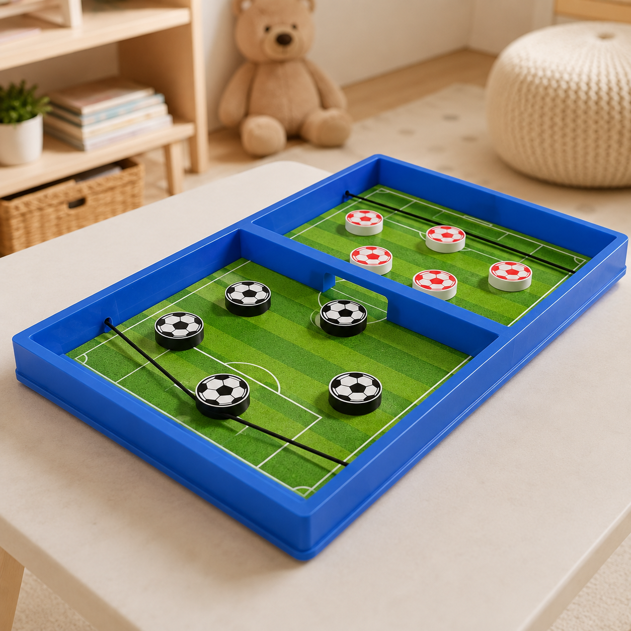 Juego de Mesa Fútbol Rápido para 2 Jugadores con Discos y Lanzadores Elásticos
