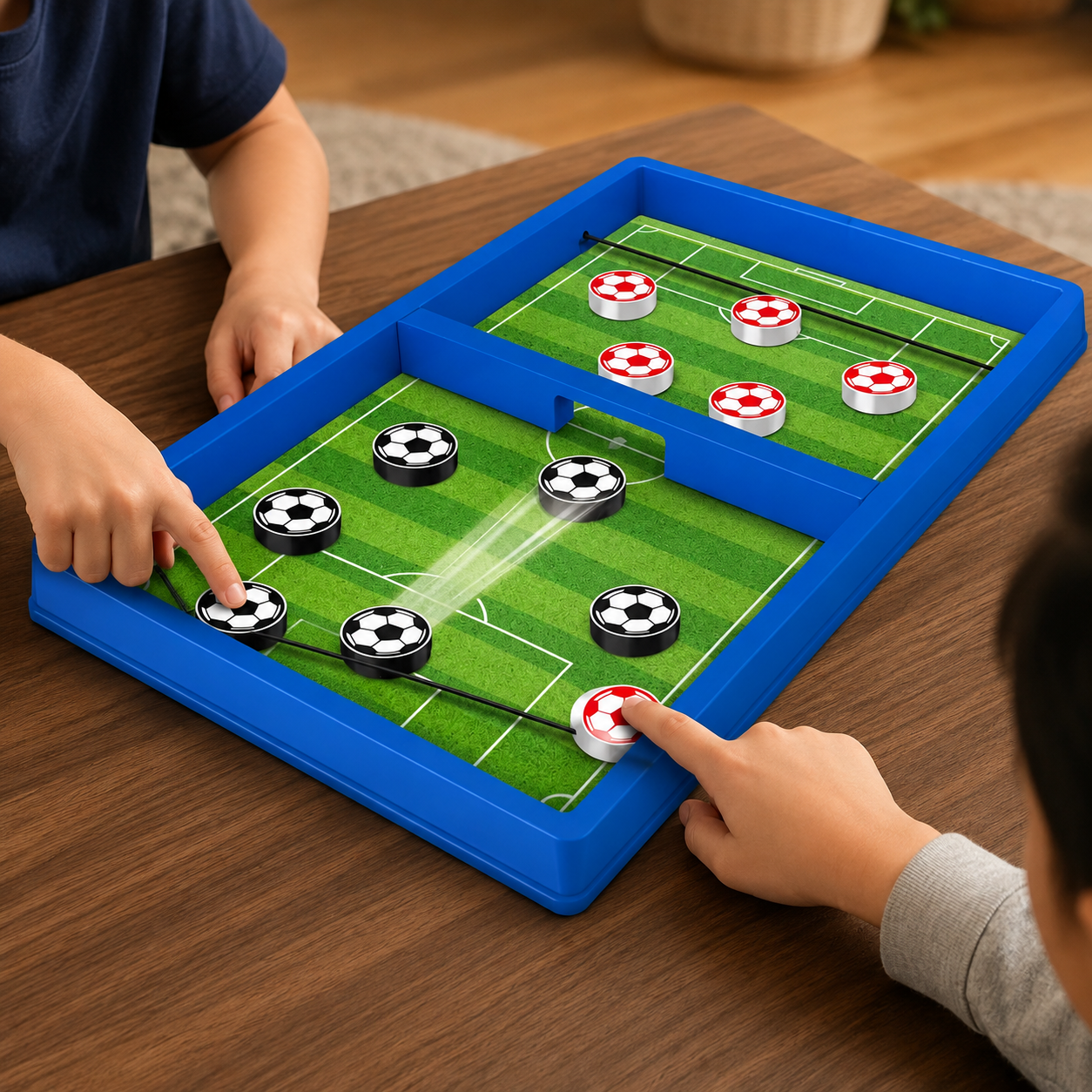 Juego de Mesa Fútbol Rápido para 2 Jugadores con Discos y Lanzadores Elásticos