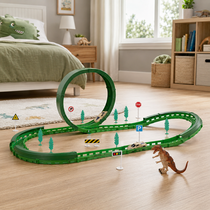 Pista de Autos Dinosaur Track Racers Recargable USB con Loop y 57 Piezas