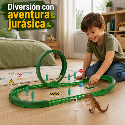 Pista de Autos Dinosaur Track Racers Recargable USB con Loop y 57 Piezas