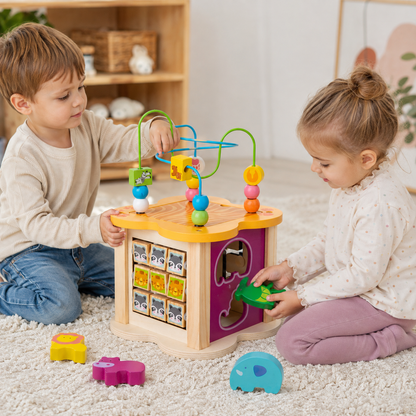 Cubo Didáctico 6 en 1 de madera🧠 – Juegos educativos para estimular la motricidad y el aprendizaje